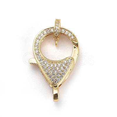 Brass Micro Pave Cubic Zirconia Lobster Claw Clasps ZIRC-F110-01B-G-1