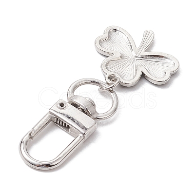 Lucky Clover Alloy Enamel Pendant Decoration HJEW-JM02502-02-1