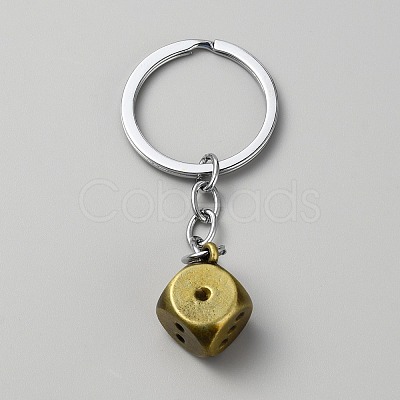 Zinc Alloy Dice Keychains AJEW-WH0504-77AB-1
