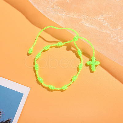 Cross Nylon Cord Braided Bead Bracelets WG2C716-11-1