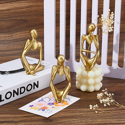 3Pcs 3 Styles Resin Abstract Thinker Display Decorations AJEW-WH0270-623B-1