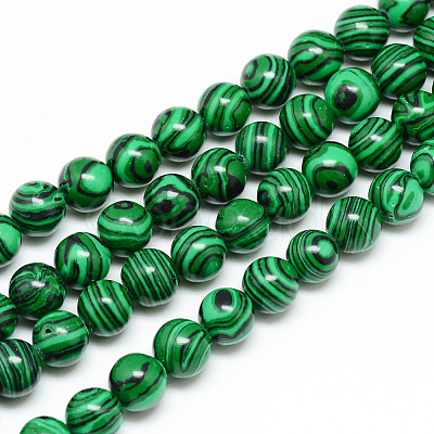 Synthetic Malachite Beads Strands X-G-T053-6mm-05-1