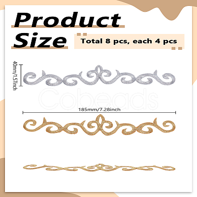 8Pcs 2 Styles Polyester Computerized Embroidery Cloth Iron on/Sew on Patches PATC-LP0001-09-1