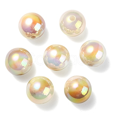 UV Plating Rainbow Iridescent Acrylic Beads PACR-E001-03I-1