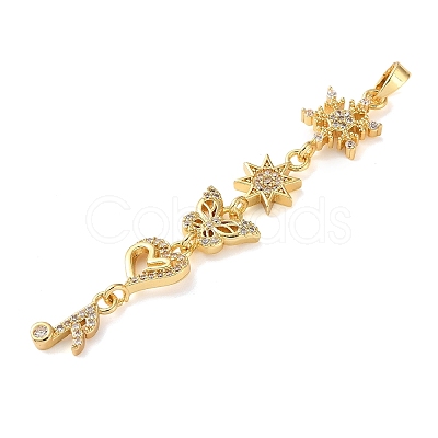 Brass Micro Pave Clear Cubic Zirconia Pendants KK-D101-01C-G-1