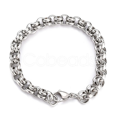 Tarnish Resistant 304 Stainless Steel Rolo Chain Bracelets BJEW-Z011-14P-1