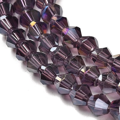 Transparent Electroplate Glass Beads Strands EGLA-A039-T6mm-B04-1