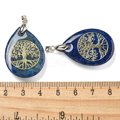 Dyed Natural Lapis Lazuli Teardrop Pendants G-Q175-01D-1