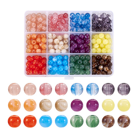 360Pcs 12 Colors Imitation Jade Acrylic Beads MACR-TA0001-71-1