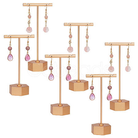 6 Sets 2 Styles Alloy T Bar Single Dangle Earring Display Stands EDIS-DR0001-12-1