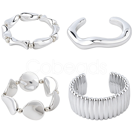 1 Set CCB Plastic Bracelets & Bangles Set for Women BJEW-SP0001-37-1