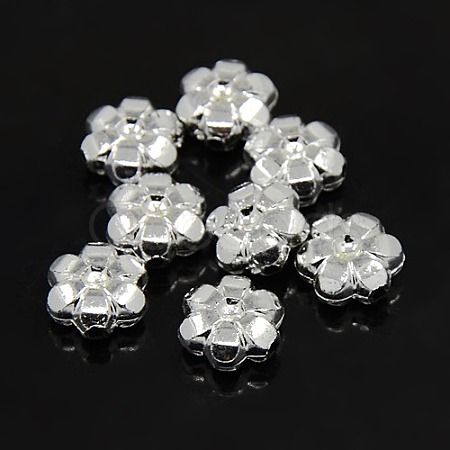 Plating Plastic Acrylic Flower Spacer Beads X-PACR-L004-05S-1