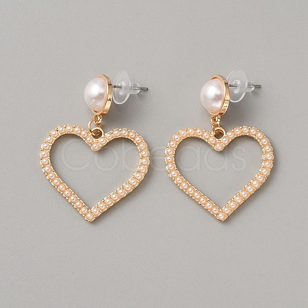 Plastic Imitation Pearl Beaded Geometric Dangle Stud Earrings EJEW-WH0013-57C-1