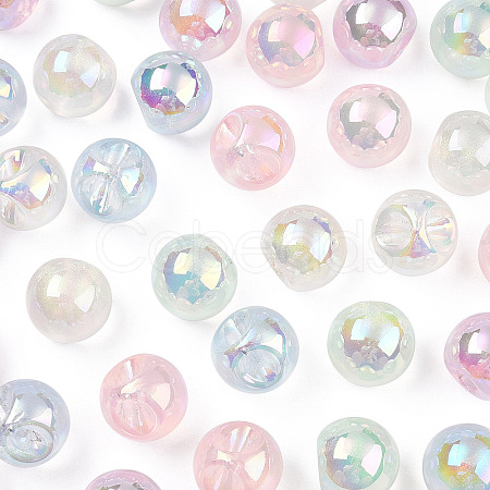 UV Plating Rainbow Iridescent Acrylic Beads X-OACR-P015-04B-1