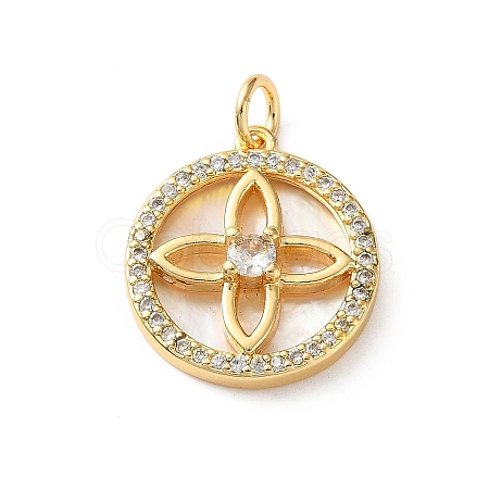 Brass Micro Pave Clear Cubic Zirconia Pendants CU-CBA03AF-06D-G-1