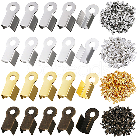 1600Pcs 8Bags 4 Colors Iron Folding Crimp Ends IFIN-CL0001-10-1