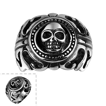 Punk Rock Style Men's 316L Surgical Stainless Steel Skull Rings RJEW-BB06632-11-1