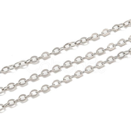 Anti-Tarnish Rhodium Plated 925 Sterling Silver Flat Cable Chains LS-STER-F052-04P-04-1