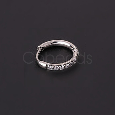 316 Stainless Steel Micro Pave Clear Cubic Zirconia Hoop Cartilage Earrings WG9FB89-05-1