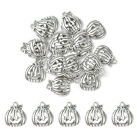 20Pcs Tibetan Style Halloween Pumpkin Jack-O'-Lantern Alloy Pendants TIBEP-YW0001-43AS-1