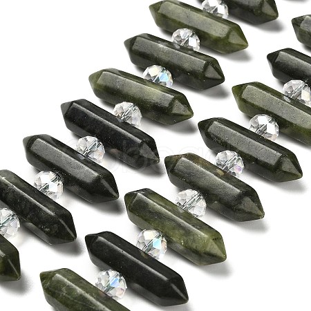 Natural Chinese Jade Southern Jade Double Terminated Point Beads Strands G-H069-B15-01-1
