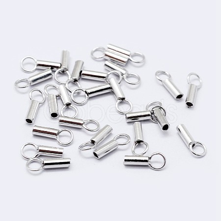 Anti-Tarnish Rhodium Plated 925 Sterling Silver Cord Ends STER-F036-21P-1mm-1