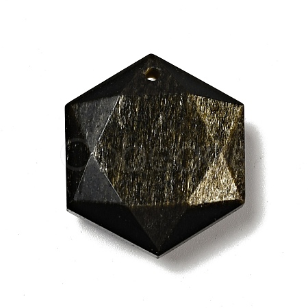Natural Golden Sheen Obsidian Pendants G-D471-04-1