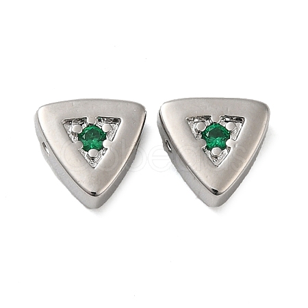 Real Platinum Plated Brass Micro Pave Cubic Zirconia Bead KK-H455-08P-03-1
