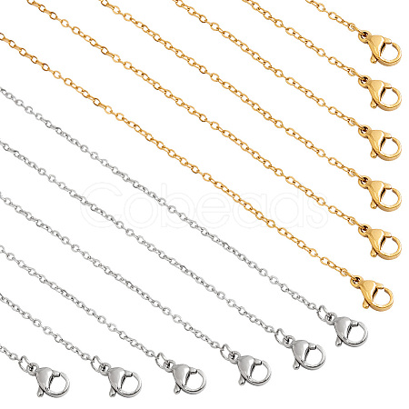 20Pcs 2 Colors 304 Stainless Steel Cable Chain Necklaces Set MAK-NB0001-21-1