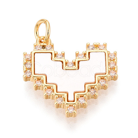 Brass Micro Pave Clear Cubic Zirconia Pendants KK-N268-40G-1