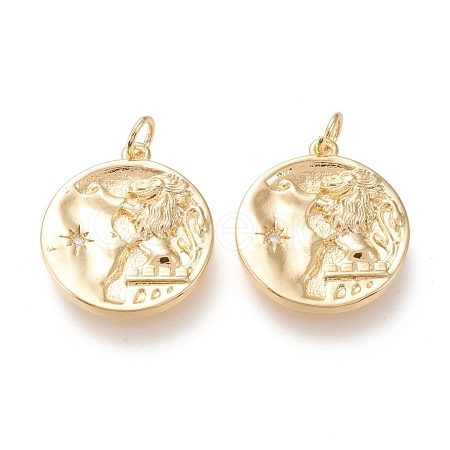 Brass Micro Pave Clear Cubic Zirconia Pendants ZIRC-I044-33G-1