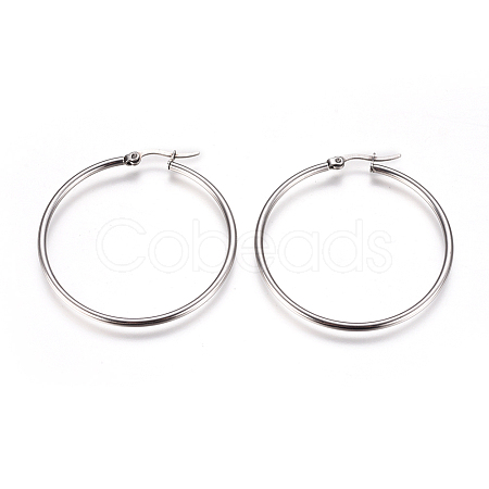 Tarnish Resistant 201 Stainless Steel Big Hoop Earrings X-EJEW-F237-02B-P-1