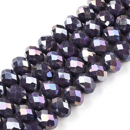 Electroplate Glass Beads Strands EGLA-A044-P8mm-B11-1