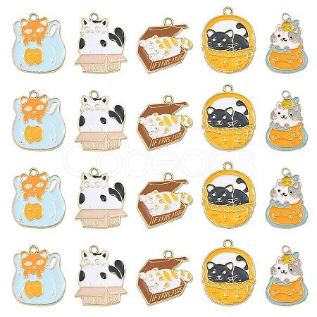 20Pcs 5 Styles Alloy Enamel Pendants ENAM-CJ0005-02-1