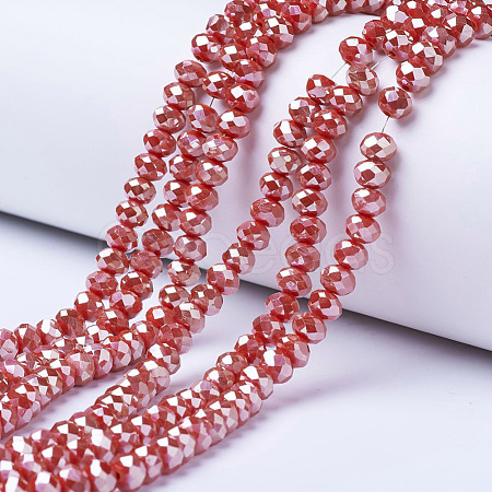 Electroplate Opaque Solid Color Glass Beads Strands EGLA-A034-P4mm-C01-1