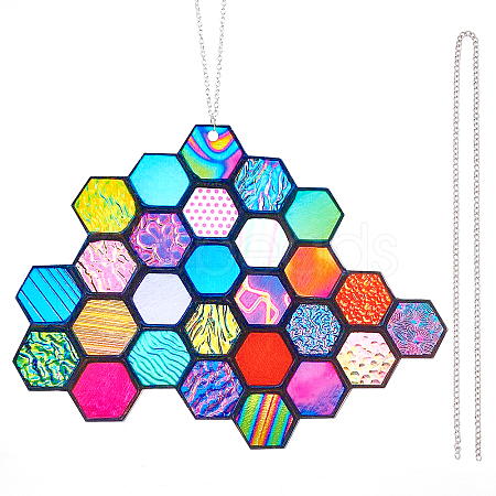 Polymethyl Methacrylate Honeycomb Pendant HJEW-WH0048-03S-1