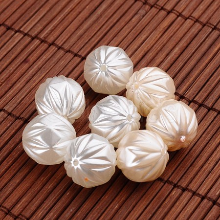 Oval with Flower Acrylic Imitation Pearl Beads X-OACR-O002-3791-1