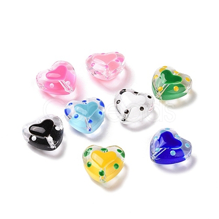 Glass Heart Beads GLAA-D005-01-1