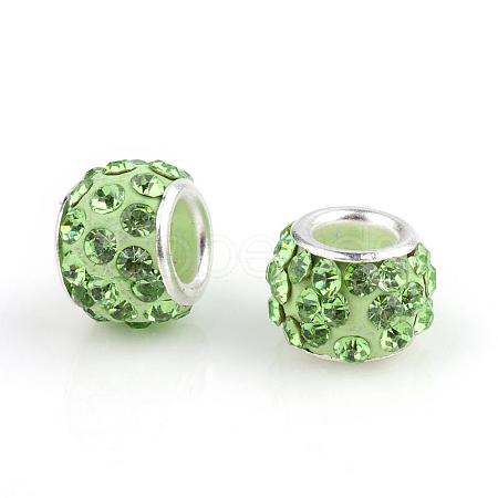 Polymer Clay Rhinestone European Beads CPDL-T001-11-1