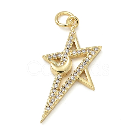 Rack Plating Brass Micro Pave Cubic Zirconia Pendants KK-K392-40G-1