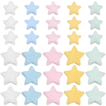 50Pcs 10 Colors Single Face Wool Fibre Cabochons FIND-SC0020-32-1