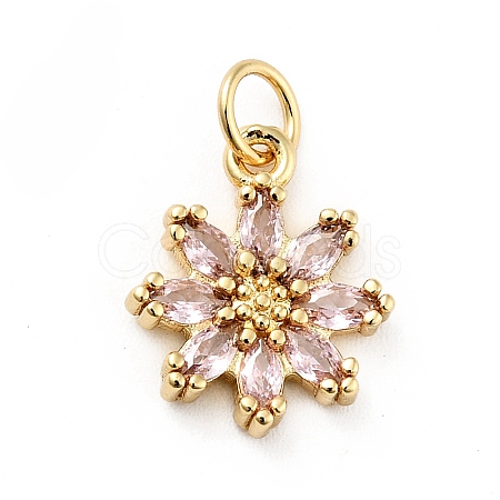 Rack Plating Brass Micro Pave Cubic Zirconia Charms X-ZIRC-F129-34B-G-1
