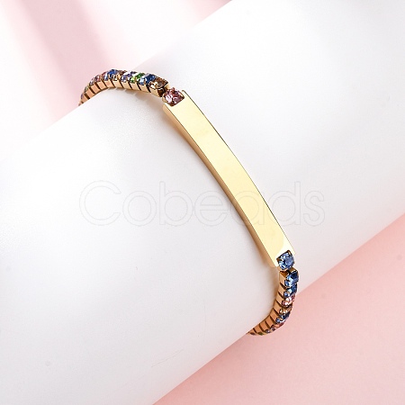 304 Stainless Steel Rhinestone Cup Chain Bracelets BJEW-G753-02G-01-1