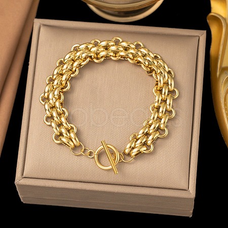 304 Stainless Steel Oval Link Chain Bracelets LS-BJEW-G759-03G-1