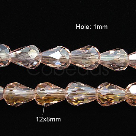 Electroplate Glass Beads Strands EGLA-D015-12x8mm-23-1