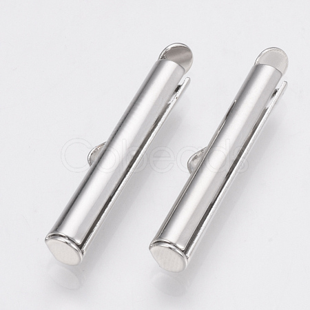 Brass Slide On End Clasp Tubes KK-Q747-11G-P-1