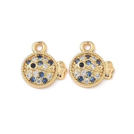 Brass Micro Pave Cubic Zirconia Charms X1-KK-C099-01A-G-1