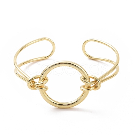 Brass Round Circle Open Cuff Bangle BJEW-F445-16G-1
