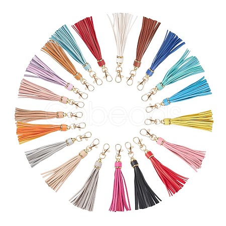 20Pcs 20 Colors PU Leather Tassel Pendants FIND-WR0003-26-1