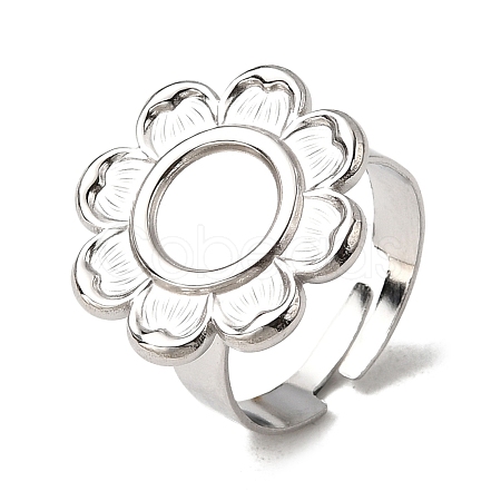 Adjustable 304 Stainless Steel Open Cuff Ring Components STAS-P403-01C-P-1